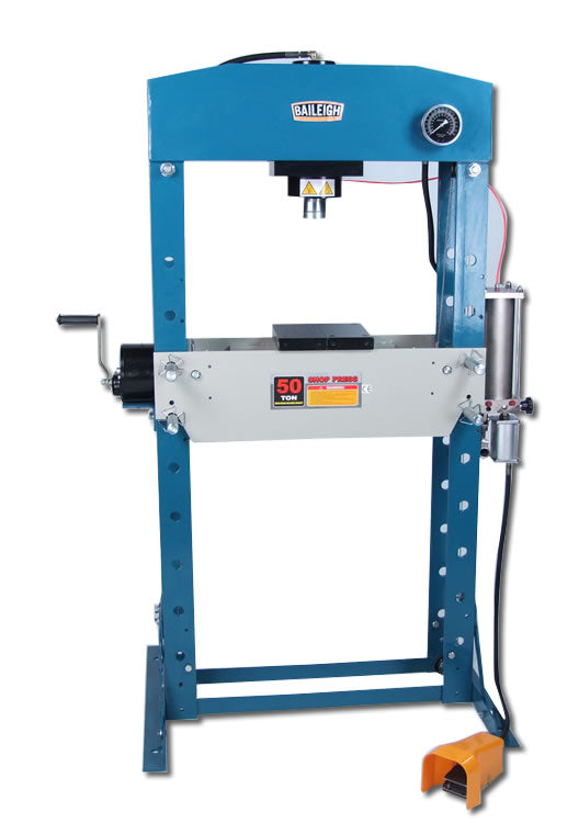 Baileigh HSP-50A 50 Ton Air/Hand Operated H-Frame Press, 7-3/4" Stoke, CE Approved