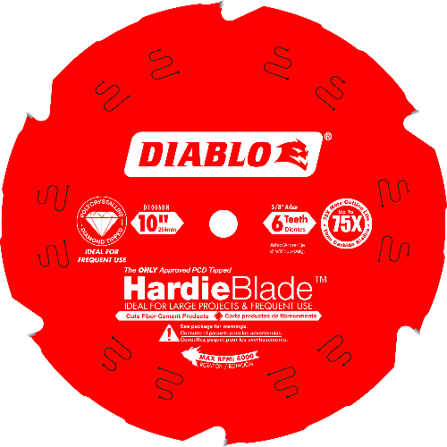 Diablo D1006DH HARDIEBLADE 10 in. x 6 Tooth Fiber Cement Fiber Cement Cutting
