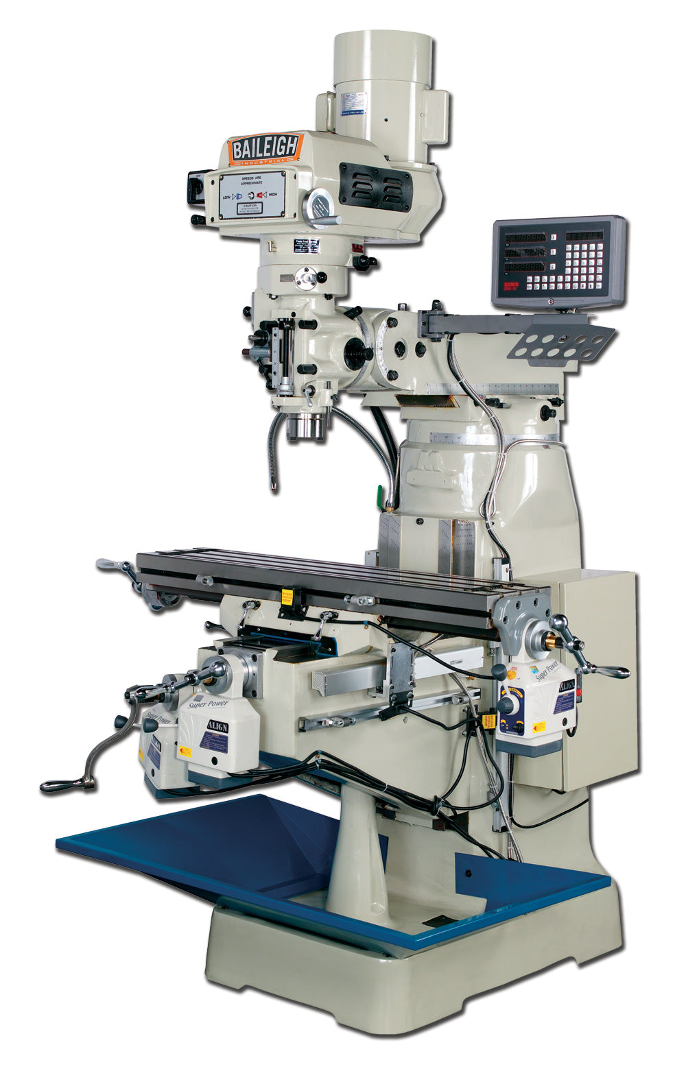 Baileigh VM-942-1 220V 1 Phase Variable Speed Vertical Milling Machine 9" x 42" Table