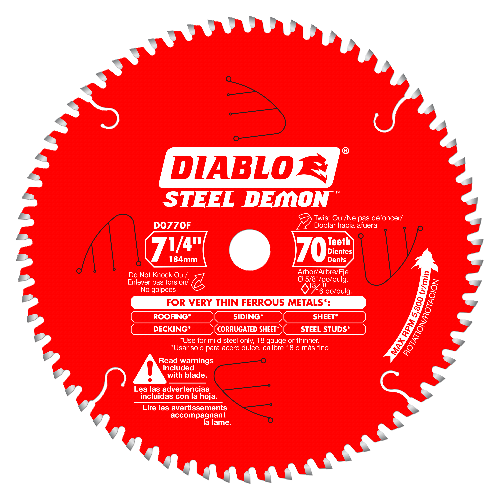 Diablo D0770F 7-1/4 in. x 70 Tooth Steel Demon Ferrous Cutting Saw Blade
