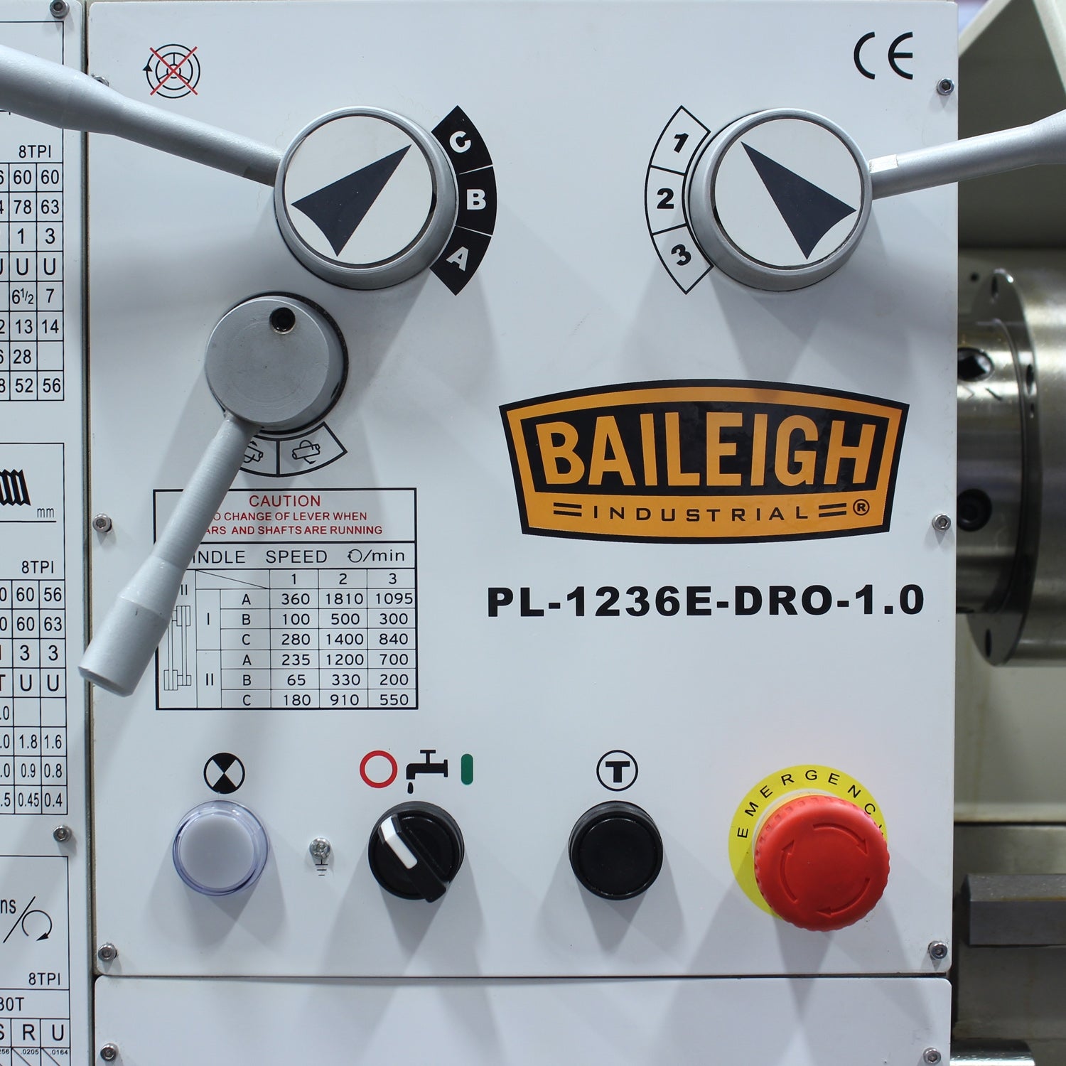 Baileigh PL-1236E-DRO-1.0 220V 1 Phase Lathe, 12" Swing 36" Length DRO