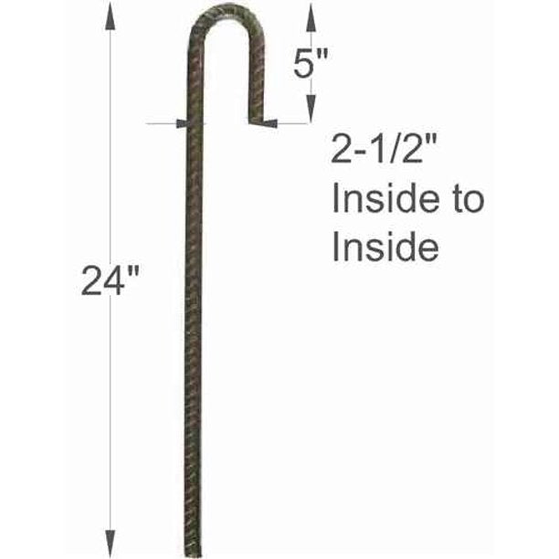  24'' Ground Rebar Stakes Heavy Duty J Hook Ground Anchors,  Curved Steel Plant Support Garden Stake with Chisel Point end, Hammer  Through Hard Soil for Chain Link Fence and Gazebo 