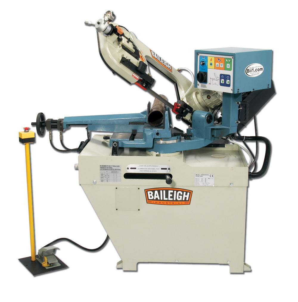 Baileigh BS-260SA 220 Volt Single Phase Dual Mitering Semi-Automatic Metal Cutting Band Saw 1" Blade Width