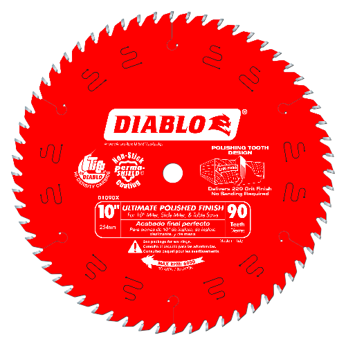 Diablo D1090X 10 in. x 90 Tooth Ultimate Polished Finish Saw Blade
