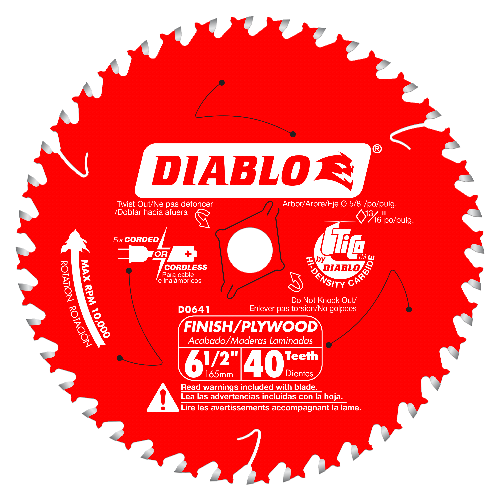 Diablo D0641X Diablo 6-1/2-inch 40 ATB Finishing/Plywood Circular Saw Blade