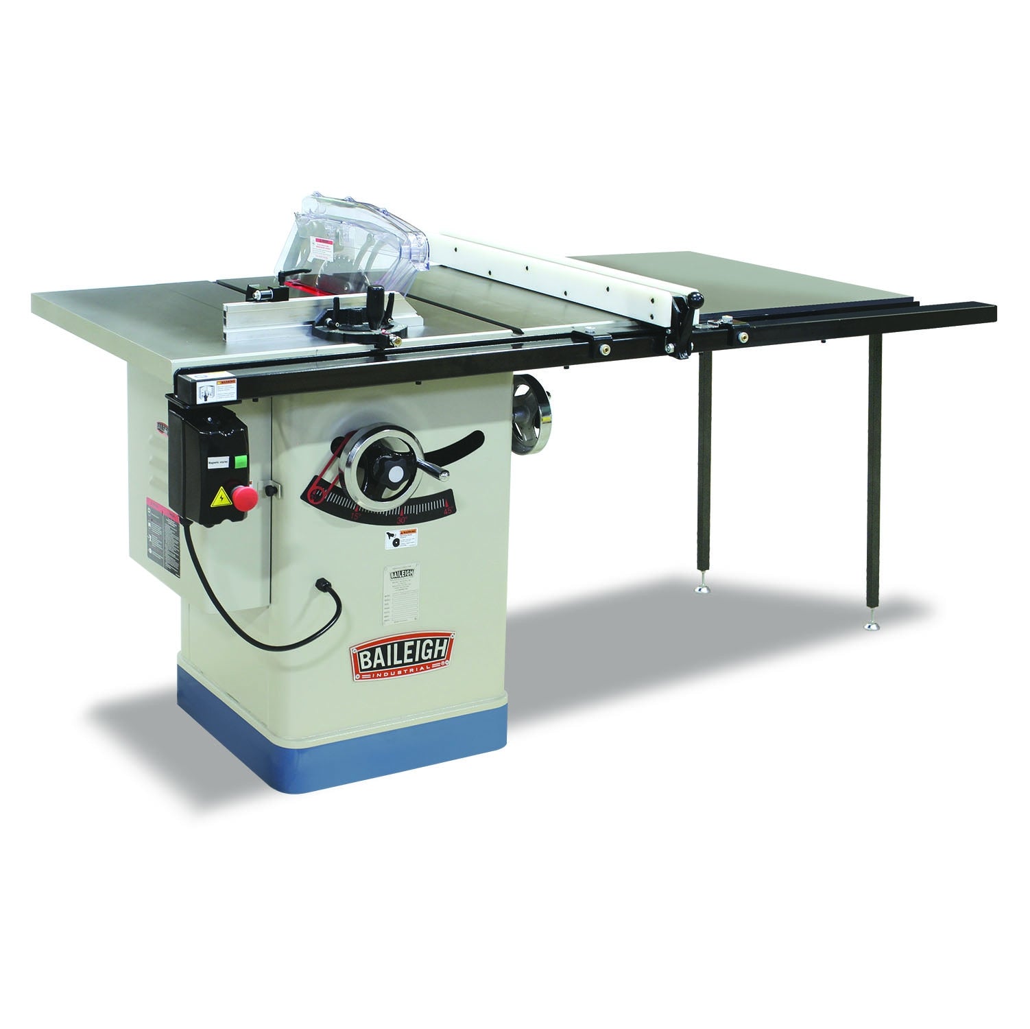 Baileigh TS-1040E-50-V3 2HP 220V 1 Phase, 10" Entry Level Cabinet Style Table Saw, 40" x 27", blade guard