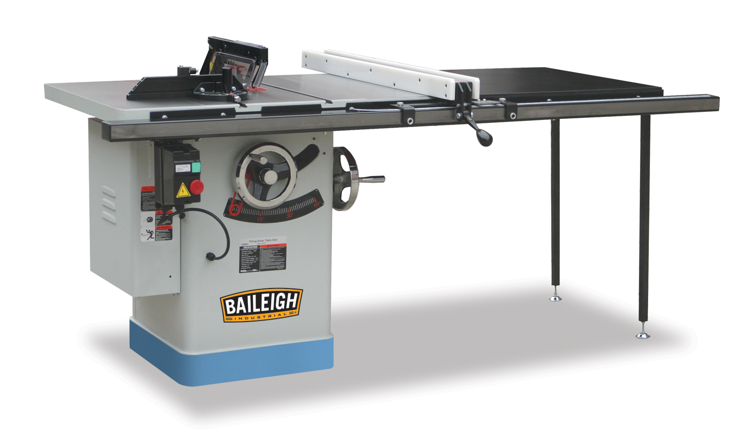 Baileigh TS-1040P-50-V2 3HP 220V 1 Phase, 10" Professional Cabinet Style Table Saw, 40" x 27" Table, 50" Max Rip Cut