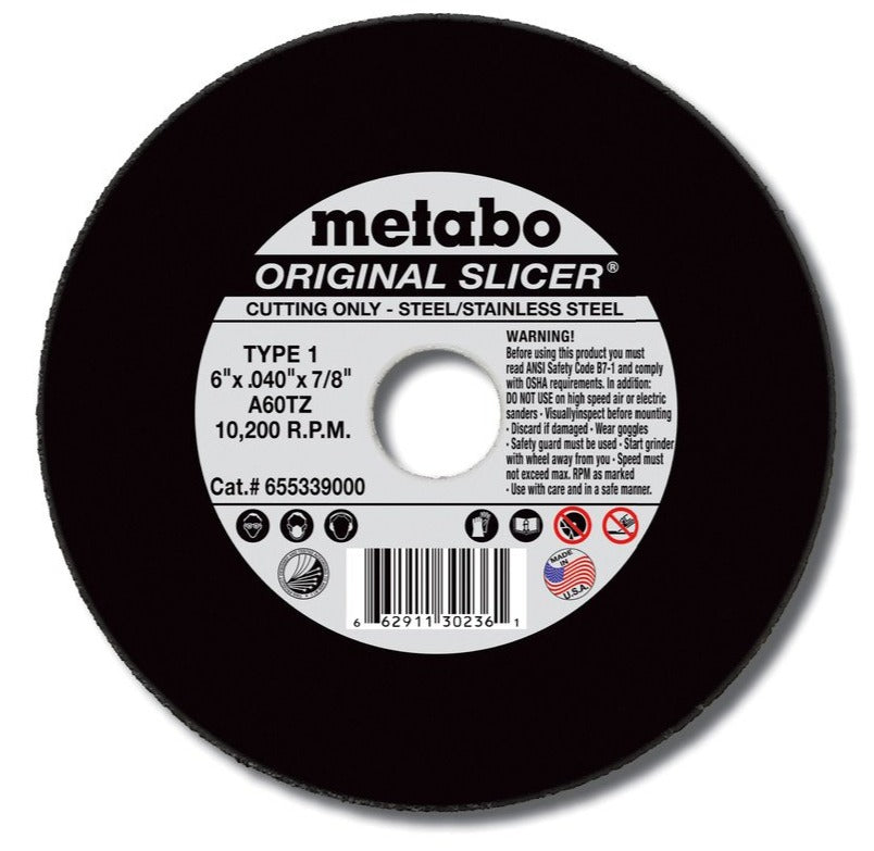 Metabo Original Slicer Cut Off Wheel (655339000) 6" X .040" X 7/8", Type 1, A60TZ Pack of 50