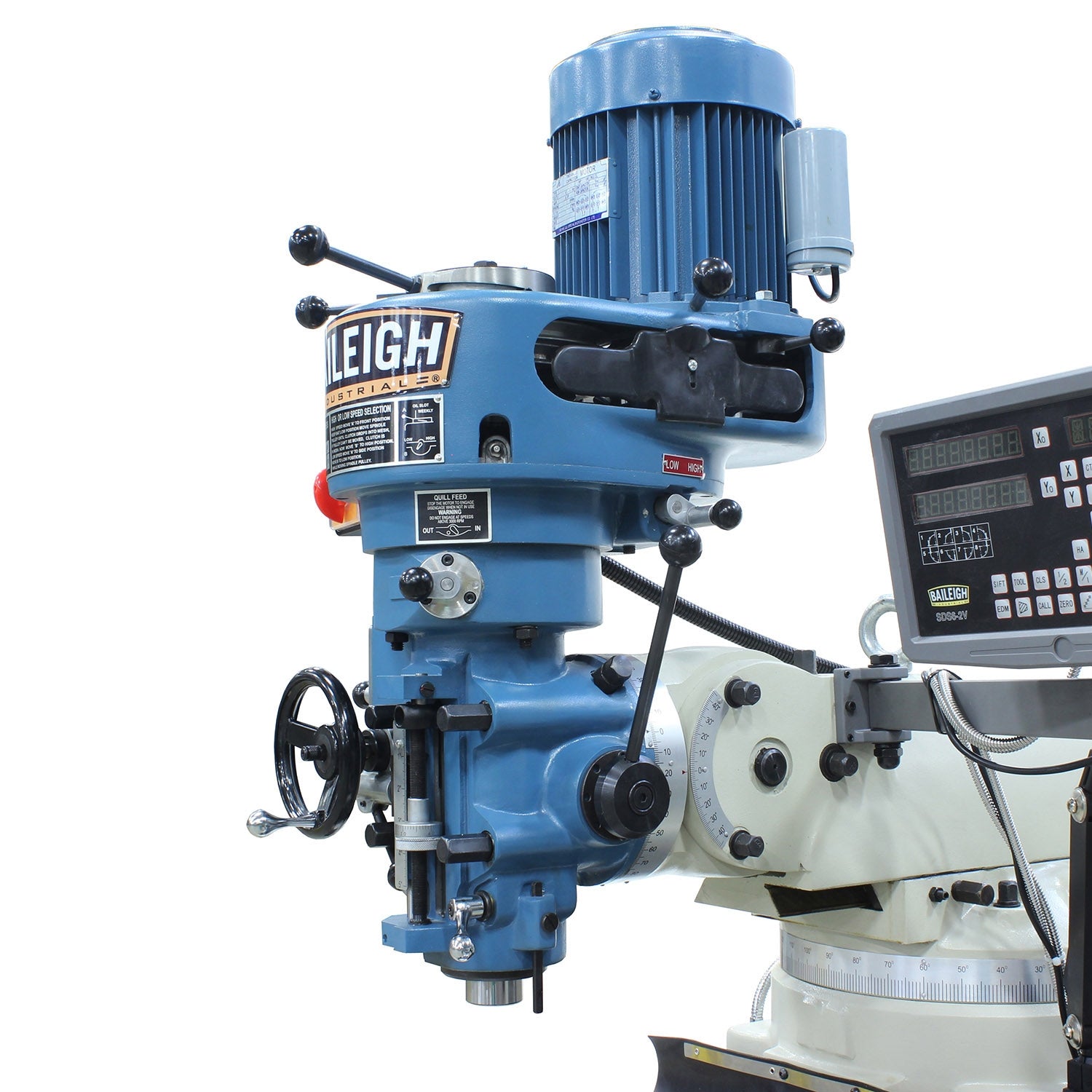 Baileigh VM-942E-1 220V 1 Phase 3HP Vertical Mill, 9" x 42" Table, 8 Speed, Includes R8 Spindle, Coolant, Work Light, X&Y DRO