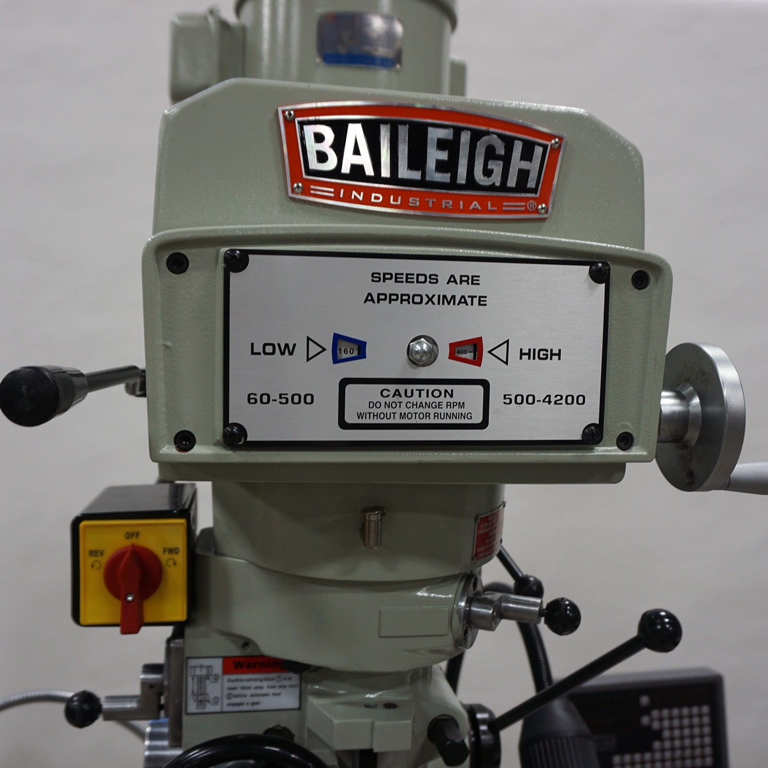 Baileigh VM-949E-VS 220V 1 Phase 3HP Vertical Mill, 9" x 49" Table, Variable Speed Pulley System, X Power Feed, DRO