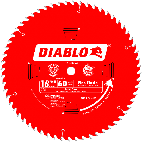Diablo D1660X 16-5/16 in. 60 Tooth Fine Finish Beam Saw Blade