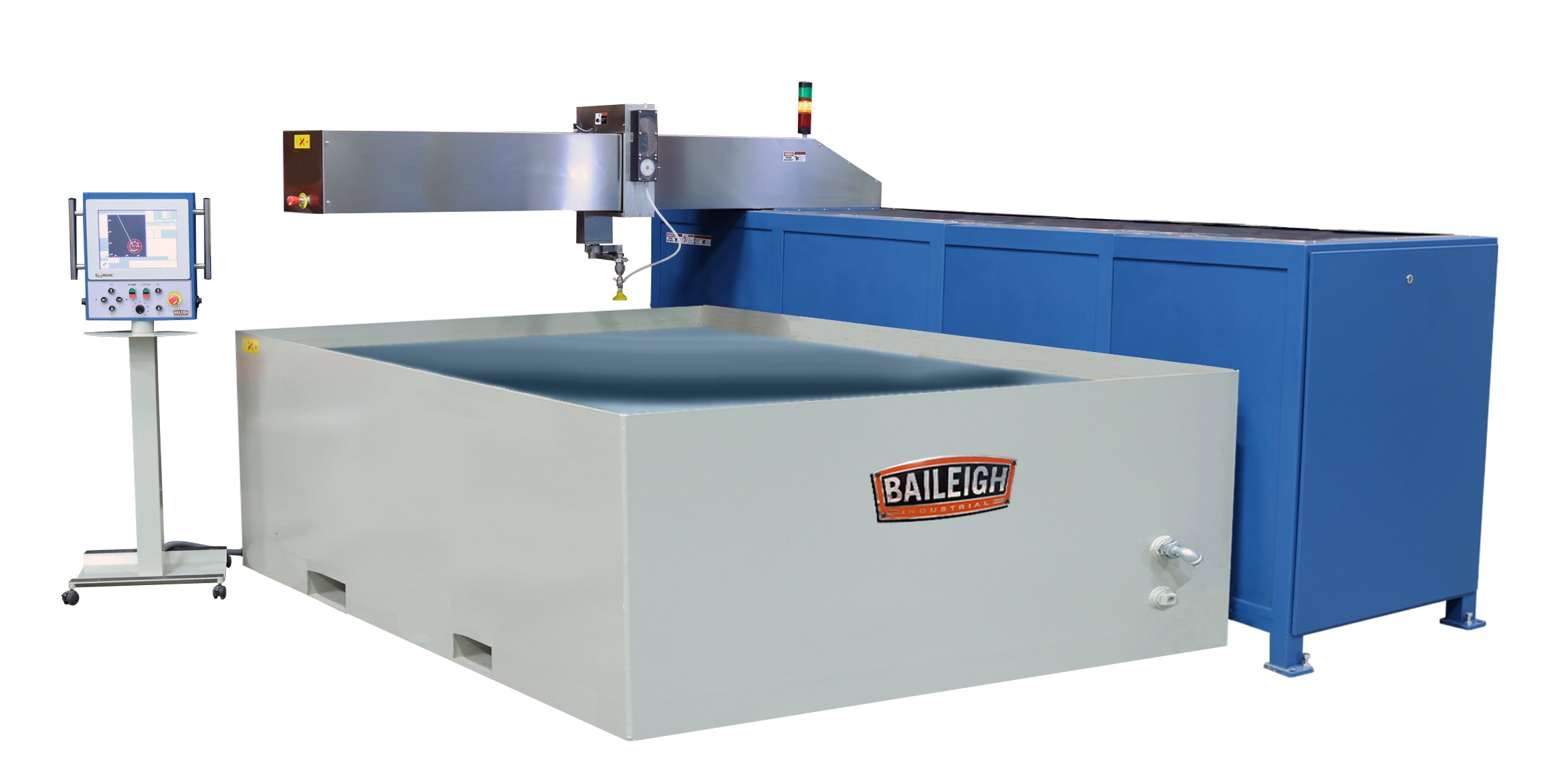 Baileigh WJ-85CNC 480V 3 Phase 60 Htz 60" x 98" 3 axis CNC Flying Arm Water Jet with Direct Drive Pump