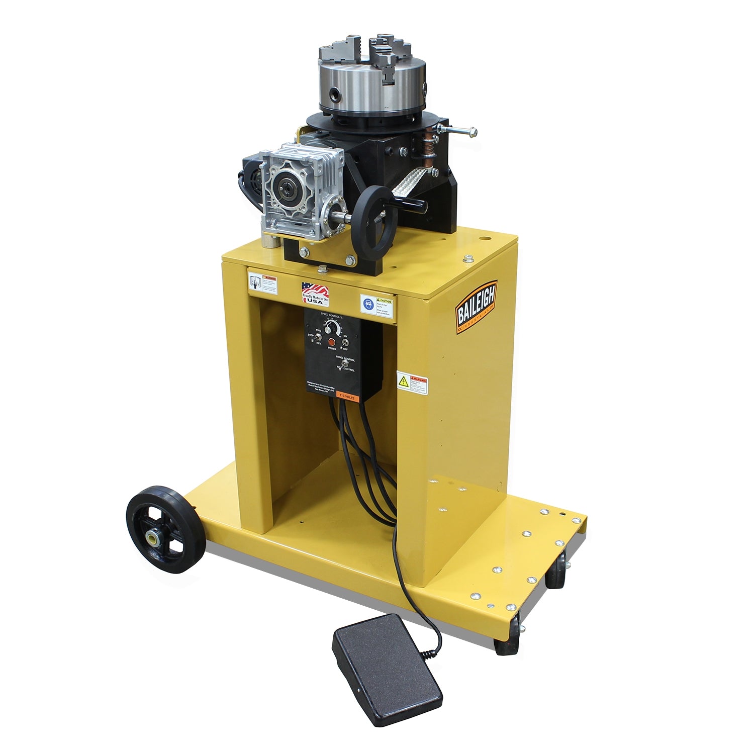 Baileigh WP-1800F Welding Positioner, 8" 3-jaw chuck with 2-3/8" Through Hole, Cart Mounted